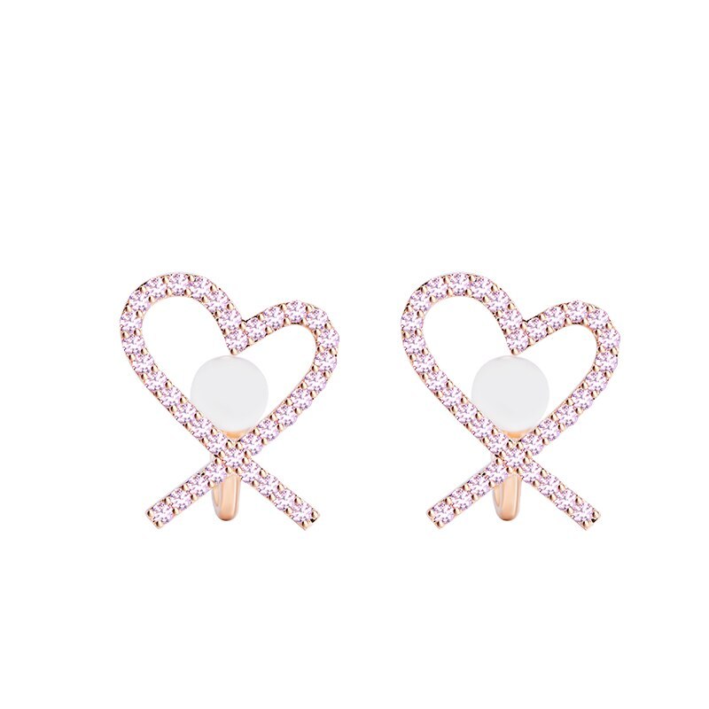 Thaya Fashion Heart Earring Stud Arrow Rose Gold Pink Zircon Earrings Stud For W