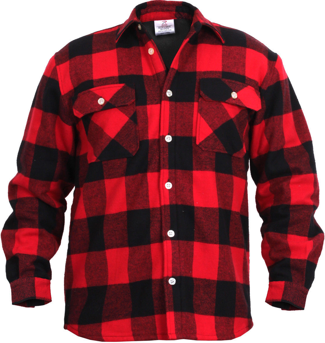 Red Plaid Flannel Shirt FLEECE Lined Extra Heavy Brawny Buffalo Check ...