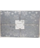 Set of 4 Same Fabric Placemats (13"x19") CHRISTMAS, SNOWFLAKES ON GREY, Rockhill - $19.79