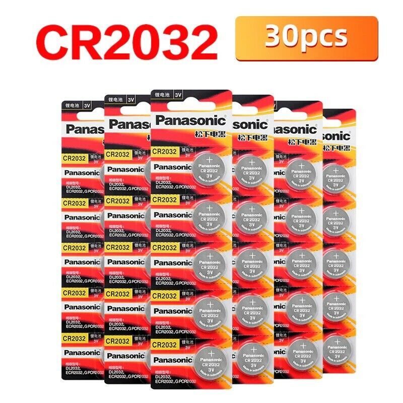 30Pcs PANASONIC CR2032 3V 220mAh Li Coin Cell Batteries Button Battery RC Toy Ca
