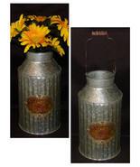 Large 19" Milk Can Flower Pail Flower Bucket with Handle Galvanized Metal & Wood - $39.00