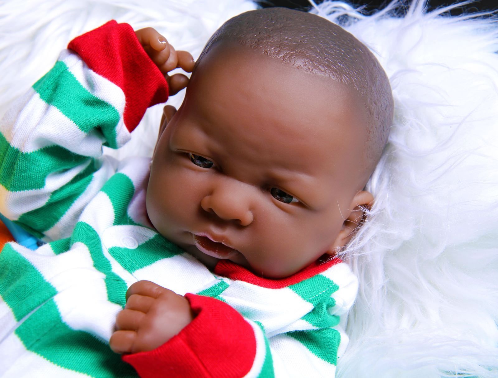 Adorable African American Reborn Baby Boy Doll Full Vinyl Baby Preemie