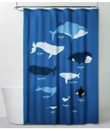 Pillowfort Whale Blue Kids Shower Curtain Bathroom Fish Sea Nautical - $19.79