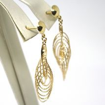 18K YELLOW GOLD PENDANT EARRINGS, MULTIPLE WORKED OVALS, SPIRAL 4cm, 1,6 INCHES image 3