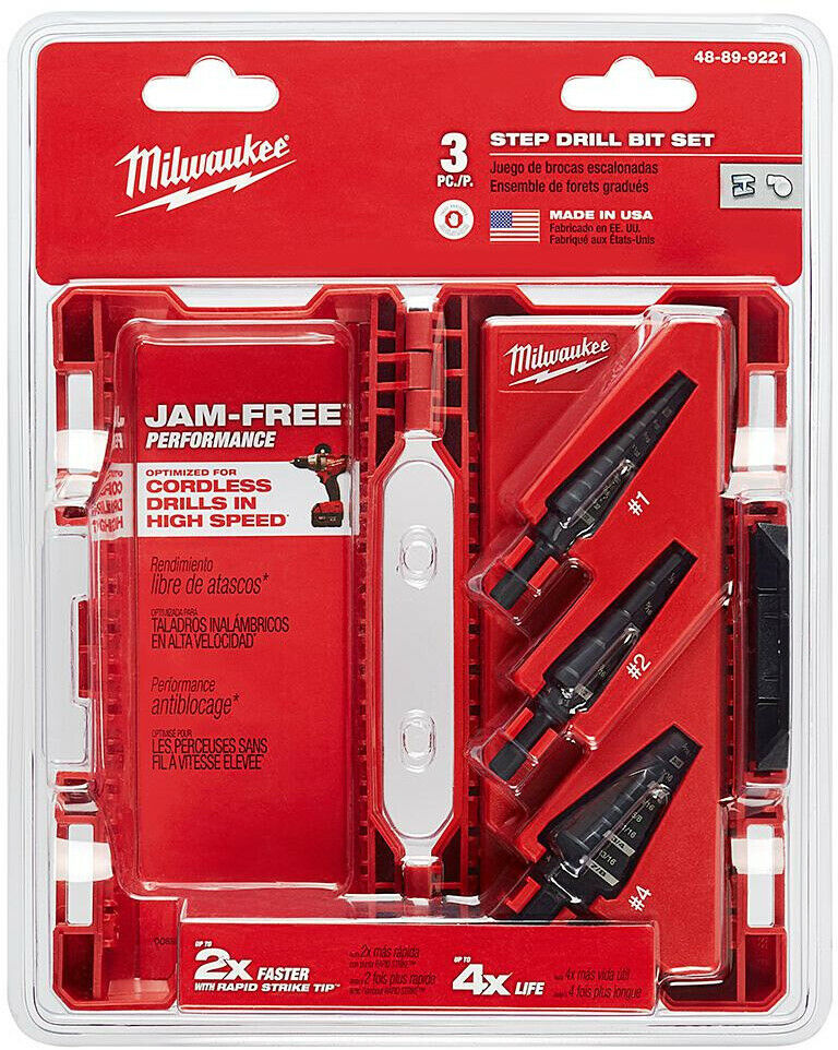 Milwaukee Step Drill Bit Set SelfFeeding Hex Shank Black Oxide (3