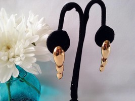 Vintage Link Dangle Earrings, 1980s Shiny Golden Chunky Linked Pieced Earrings - $10.00