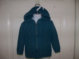 Lands&#39; End Teal Cabled Cardigan Sweater Jacket Size S (4) Girl&#39;s EUC - $22.00