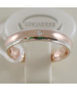 18K ROSE &amp; WHITE GOLD WEDDING BAND UNOAERRE RING 4 MM WITH DIAMOND MADE ... - $848.52+