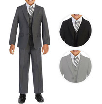 Boys Formal Three Piece Kids Suit Set - 5PC - Jacket, Shirt, Tie, Vest, Pants