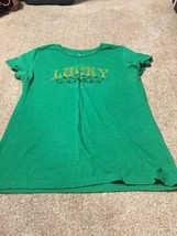Women&#39;s Lucky T-Shirt--Size Large--Green - $4.99