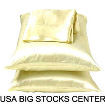 2 Standard / Queen size SATIN Pillow Cases / Covers Dark Beige Color - Brand New - $14.95