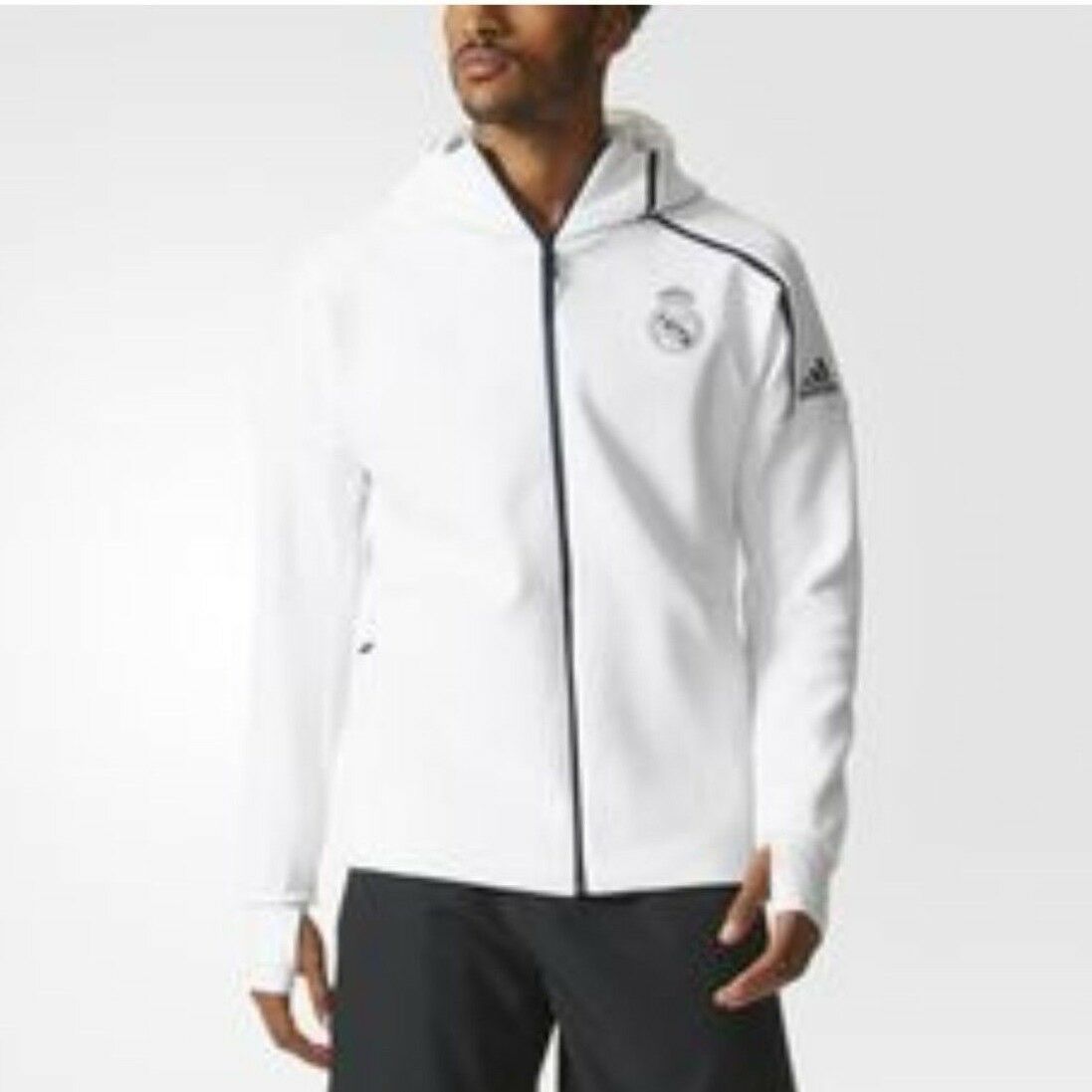adidas Real Madrid 201920 Anthem Jacket WhiteDark Footba adidas Real Madrid 201920 Anthem Jacket WhiteDark Footba