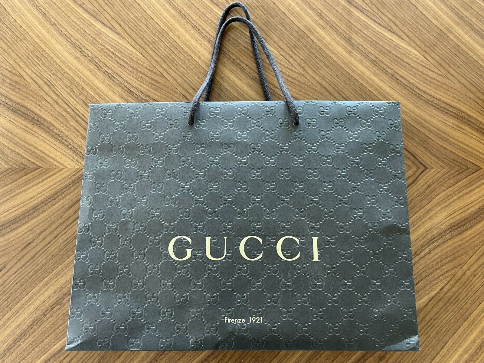 Authentic Classic Gucci Brown Paper Shopping Gift Bag 15 x 11.25 X 3.25" - $28.70