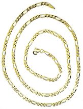 9K GOLD CHAIN FIGARO GOURMETTE ALTERNATE 3+1 FLAT LINKS 3mm, 50cm, 20 INCHES image 4