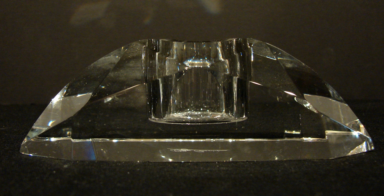 Long Clear Faceted Oleg Cassini Crystal Votive Candle Holder Crystal