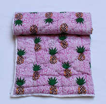 Baby Bed Quilt Multi Pineapple Block Print Light Weight Cotton Filled Co... - $25.99
