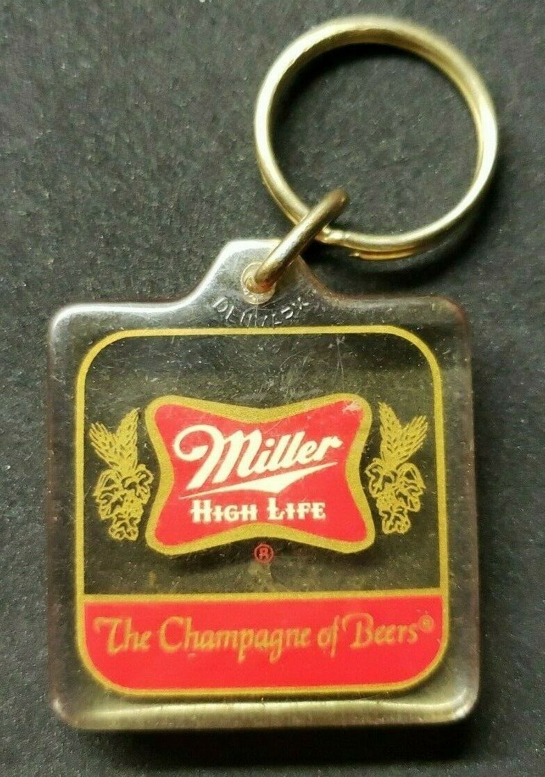 2 inches on ring RUBBER KEYCHAIN NEW MILLER HIGH LIFE BEER 