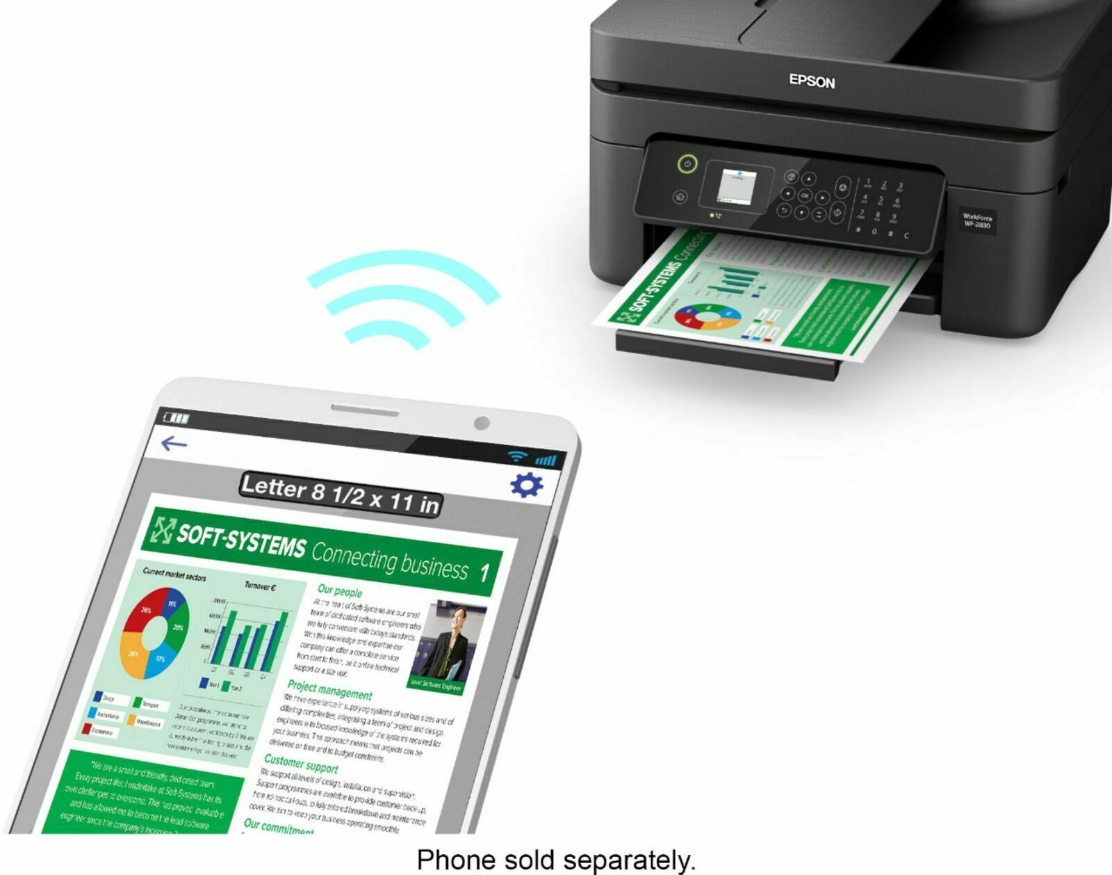 Brand New Epson Workforce Wf 2830 Wireless All In One Inkjet Printer Black Printers 6766