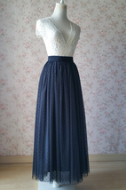 Grace Black Long Tulle Skirt Polka Dot Tulle Skirt Plus Size Tutu Skirt with Bow image 5