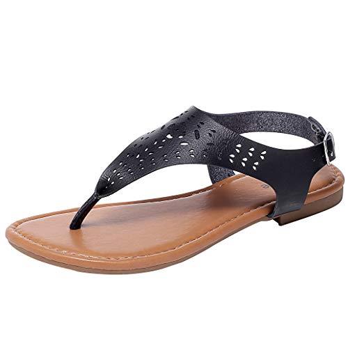 Ataiwee Women's Casual Wear Wide Width Flat Sandals with T-Strap Thong ...