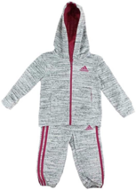 adidas Baby Girls' Tricot Zip Jacket and Pant Set (LT Grey Heather/Magenta, 6) - $33.06