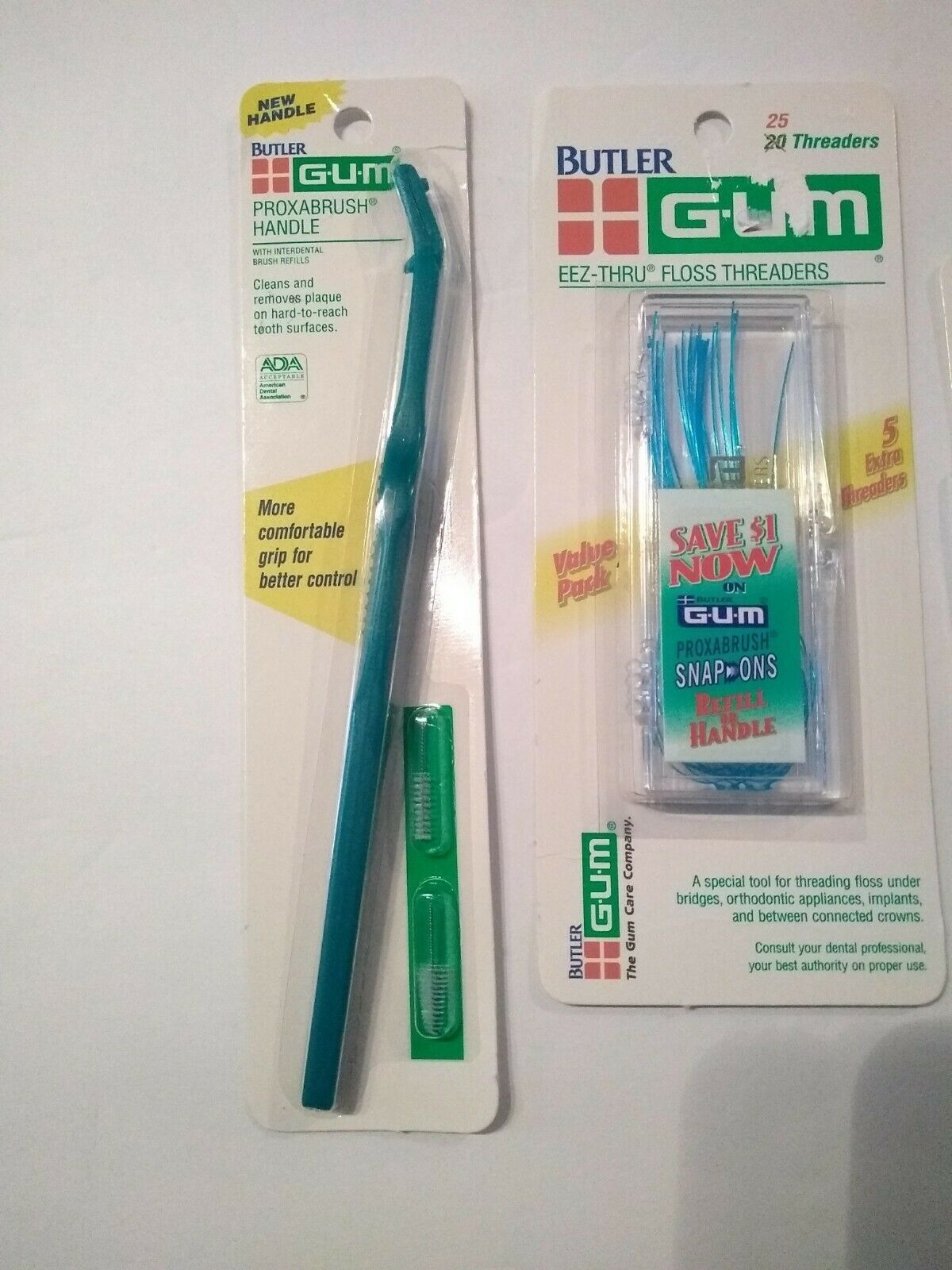 Vtg Butler GUM Proxabrush Handle EEZThru Floss Threaders & Proxabrush