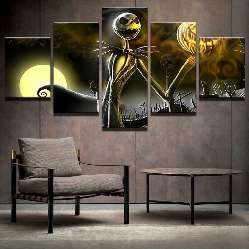 Jack Skellington Nightmare 5 Piece Canvas Art Wall Art Picture Home Decor Posters & Prints