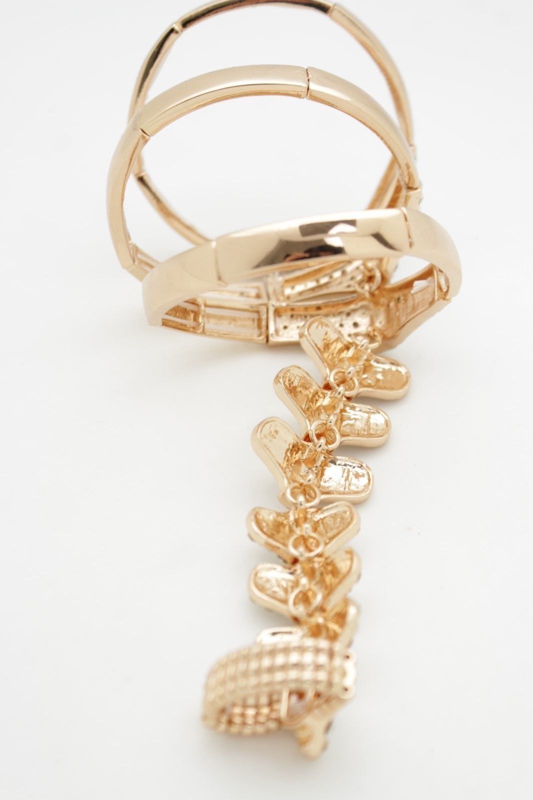 Women Gold Metal Hand Chain Wrist Elegant Jewelry Skeleton Bones Bling