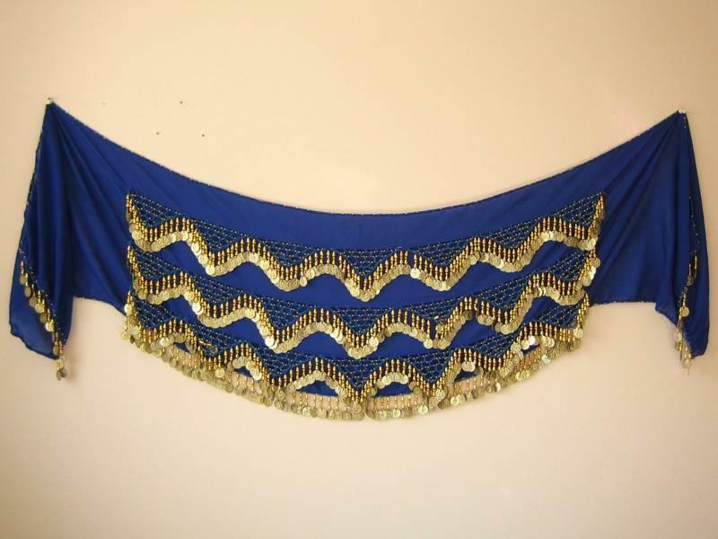 High Quality Handmade Belly Dance Hip Scarf Coin Belt Hip Wrap Costume...BLUE