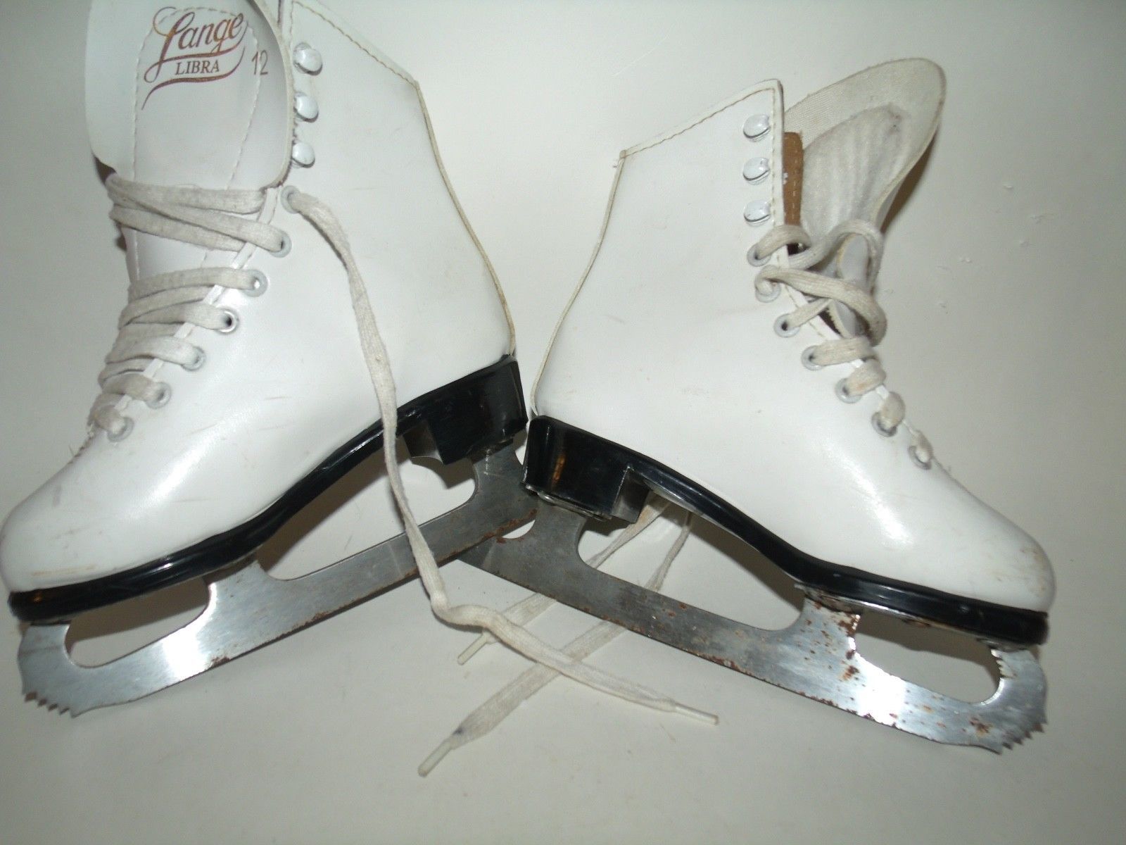 Vintage White Ice Skates Girls Lange Libra size 12 Figure Metal Single