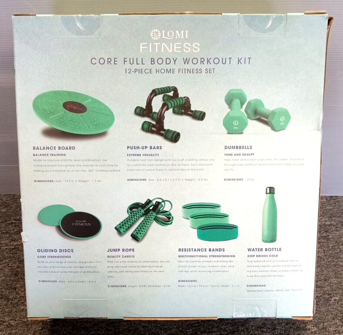 Lomi Fitness 12 in 1 Core Full Body Workout Kit 12 Pc Home Fitness