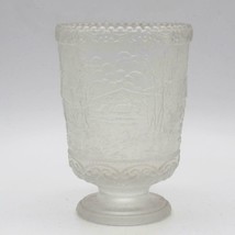 Vintage Fenton Art Glass White Carnival Christmas Farm Scene Vase Candle... - $77.39