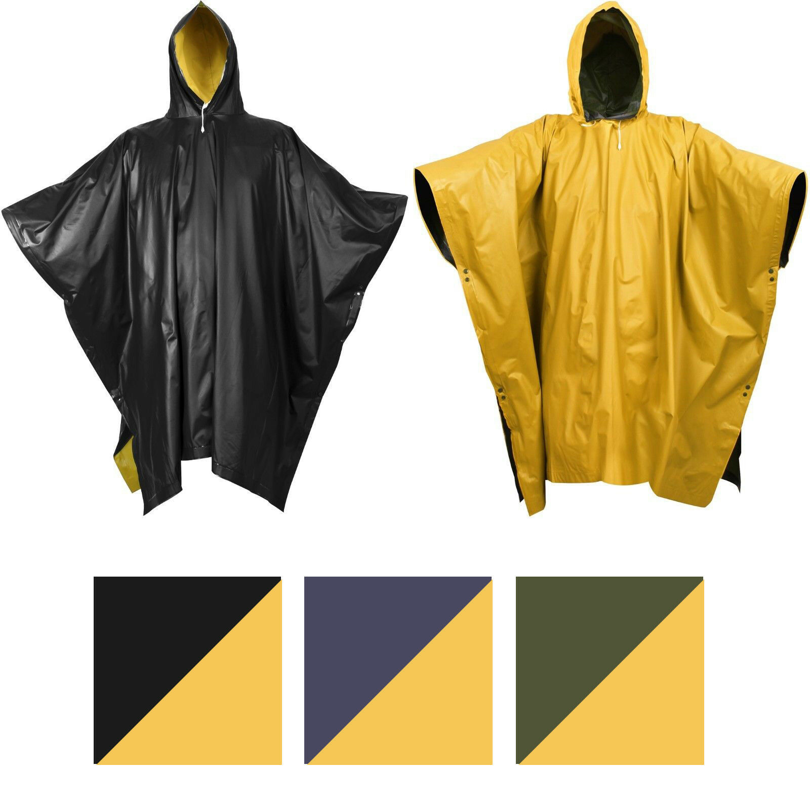 Reversible Waterproof Rain Poncho High Visibility PVC Thick Outdoor ...