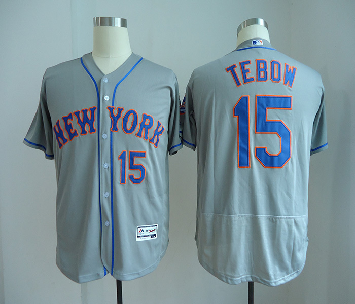 Men's New York Mets Jerseys #15 Tim Tebow Jersey Gray Flexbase Stitched - Baseball-MLB