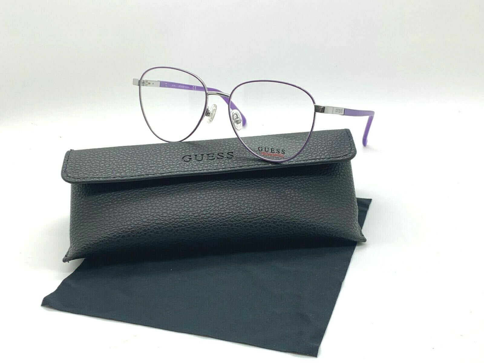 Authentic Guess GU 3037/v 081 purple/silver 51-15-135MM Eyeglasses /CASE+ CLOTH