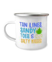 Tan Lines, Sandy Toes &amp; Salty Kisses, beach lover summer - 12 oz enameled  - $17.99