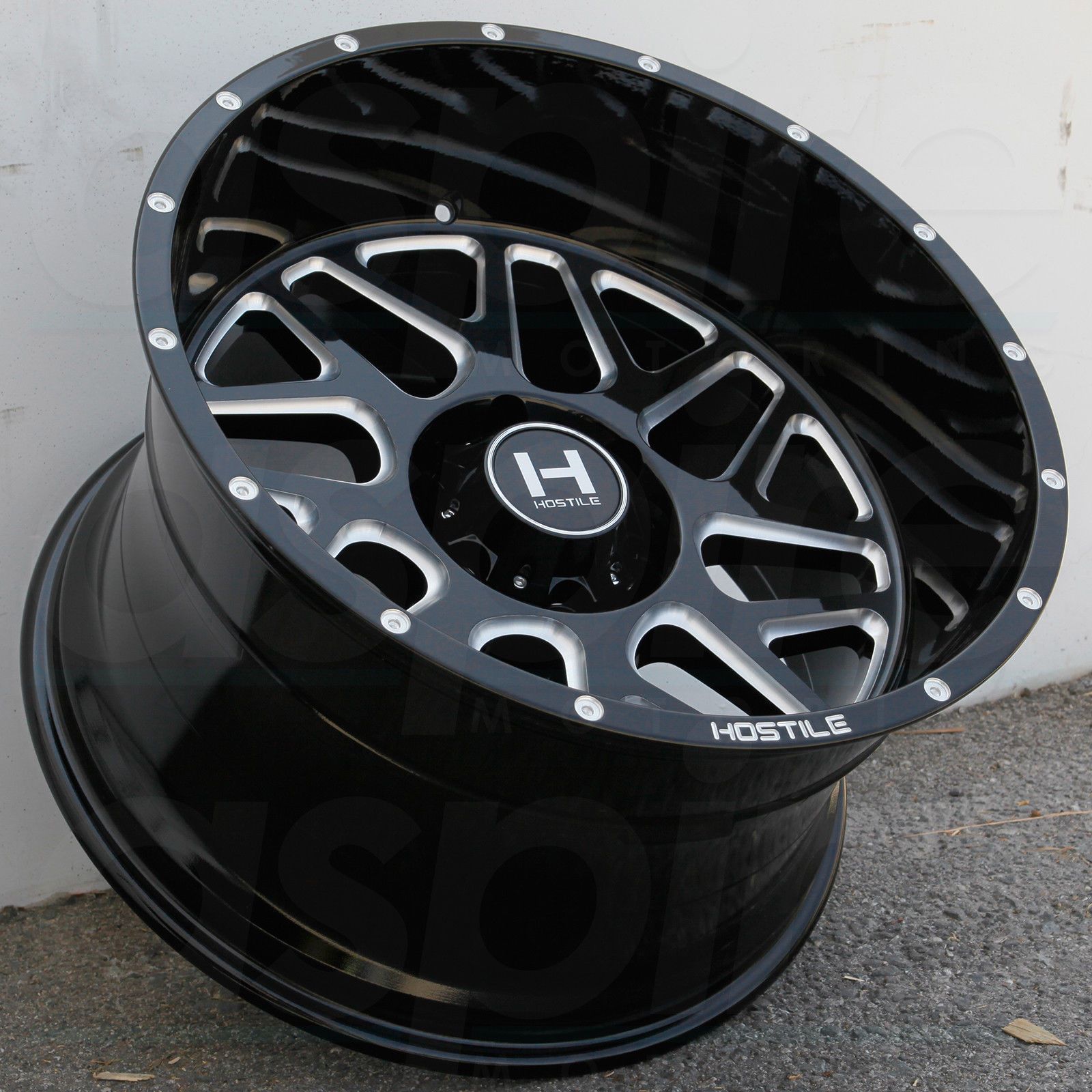 One 22x14 Hostile H108 Sprocket 8x180 76 Black Milled Wheels Rims Wheels