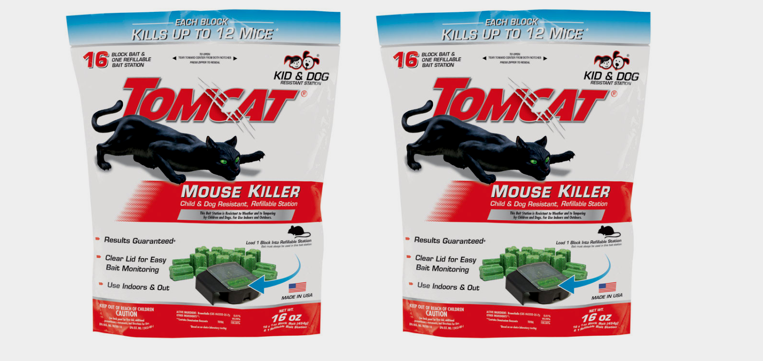 2 Tomcat MOUSE KILLER Small Refillable 16 Bait Station Mice Pet Safe