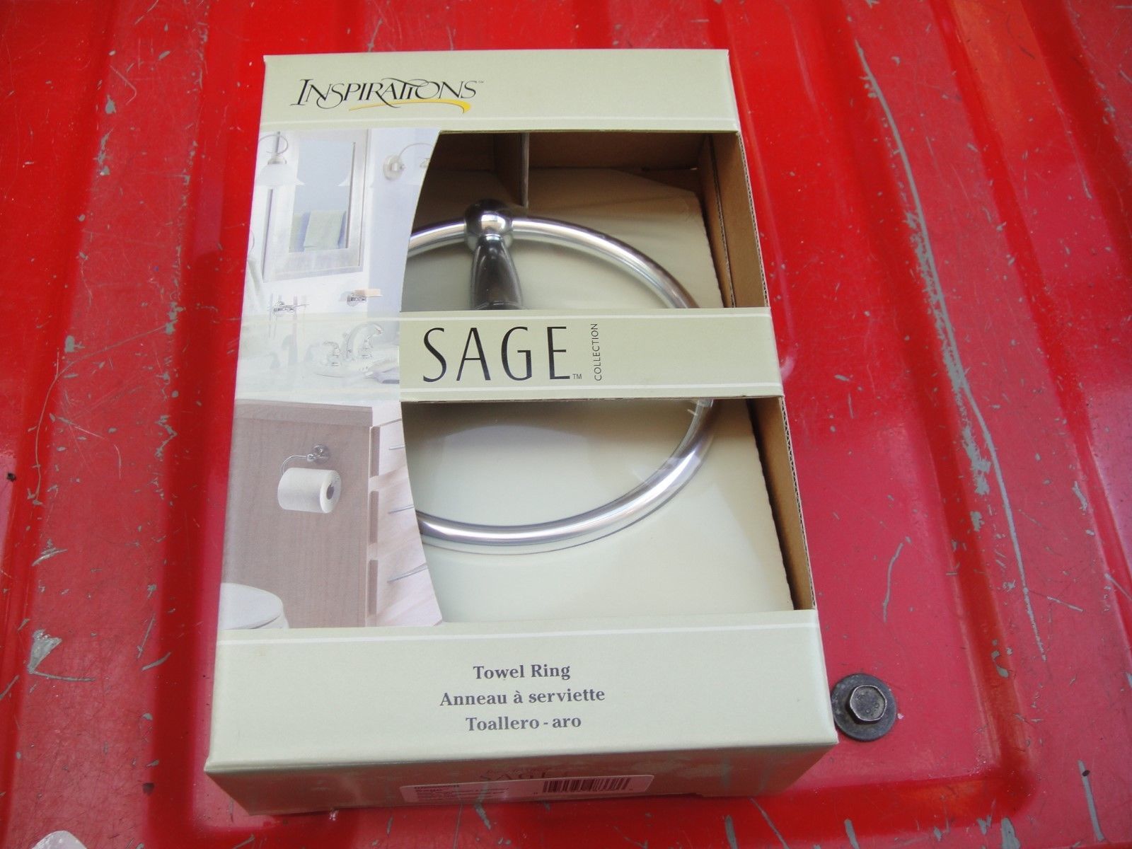 Moen DN6886CH  Inspirations Sage Towel Ring Chrome/Satin Nicke Finish