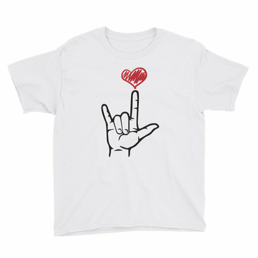 ASL I Love You Hand Heart American Sign Language Shirt for Kids Great ...