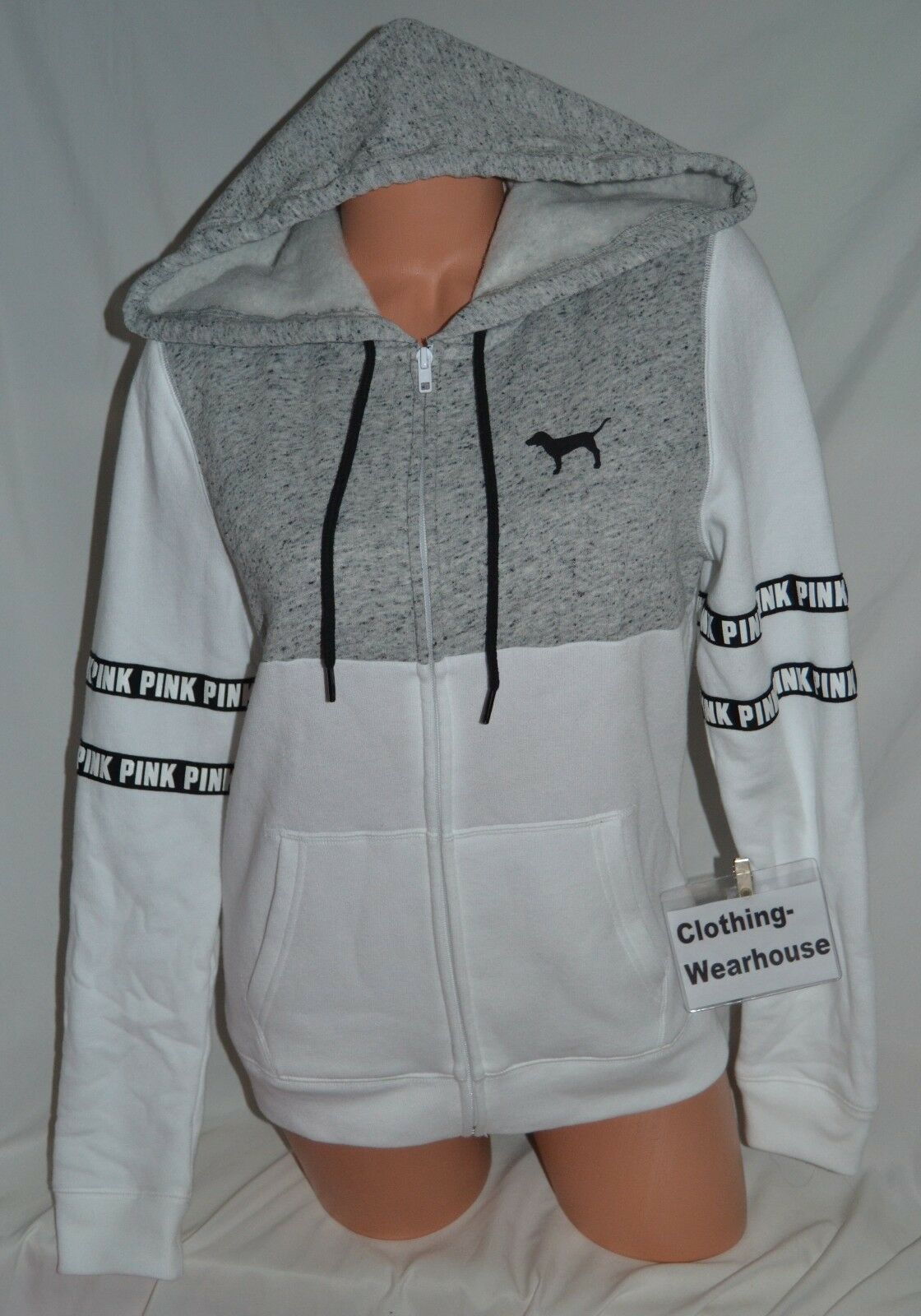 Victoria's Secret PINK Marl Gray White Perfect Full Zip Hoodie
