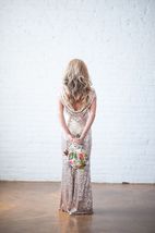 Short Sleeve Maxi Gold Sequin Dress Women Open Back Sequin Maxi Dress Plus Size image 7