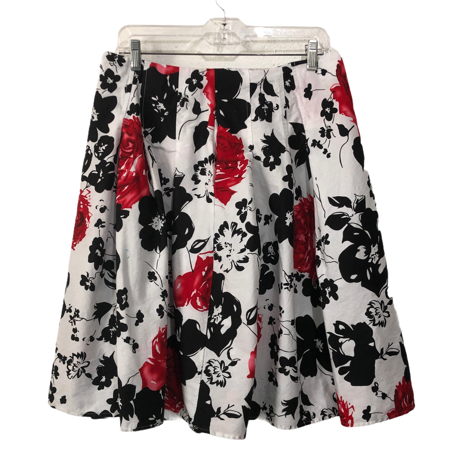 Primary image for Grace Karin Womens Skirt White Black Red Roses Floral Fit Flare Size Large