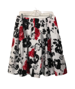 Grace Karin Womens Skirt White Black Red Roses Floral Fit Flare Size Large - $16.14