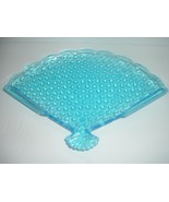 Blue Opalescent Hobnail Pattern Glass Fan Tray - $34.99