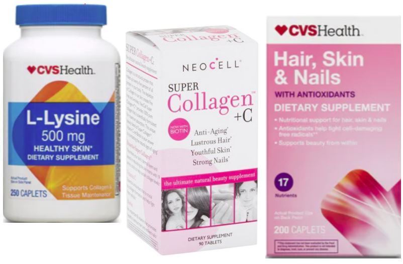 CVS Health L-Lysine 500 mg HEALTHY SKIN 250 CAPL 09/20 Collagen Hair Skin N...