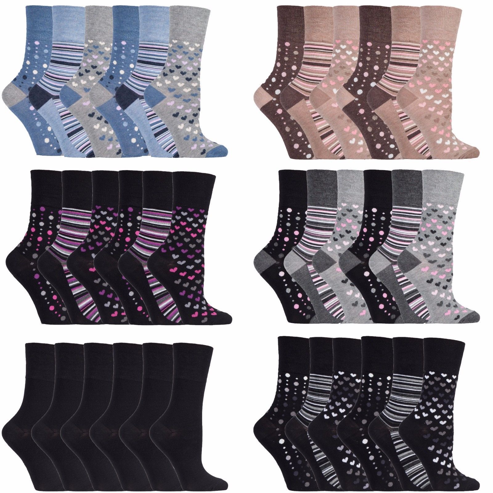 Gentle Grip - 6 Pairs Ladies Breathable Loose Soft Top Non Elastic Bamboo Socks