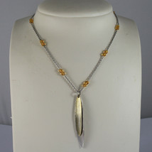 .925 RHODIUM SILVER NECKLACE WITH YELLOW CRYSTALS AND GOLDEN LEAVES image 1