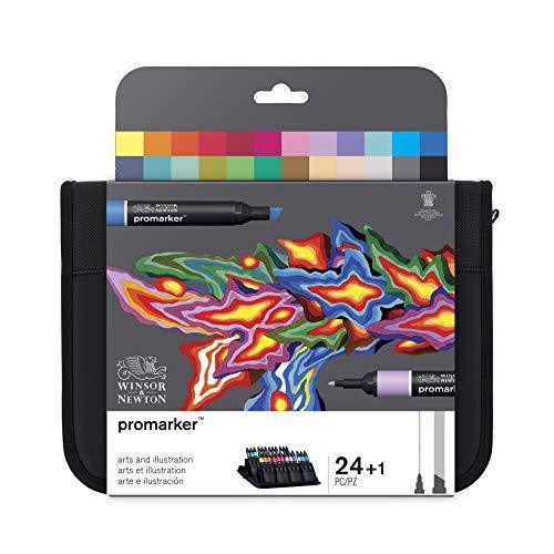 Winsor & Newton Promarker Arts and Illustration 24 Marker Pen Wallet Set,0290078