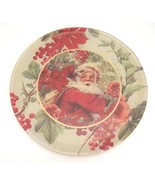 Christmas Plate with Old Fashioned Santa Print Glass Encased Cookies Snacks - $15.04
